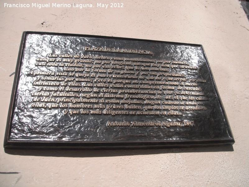 Plaza de la Audiencia - Plaza de la Audiencia. Placa