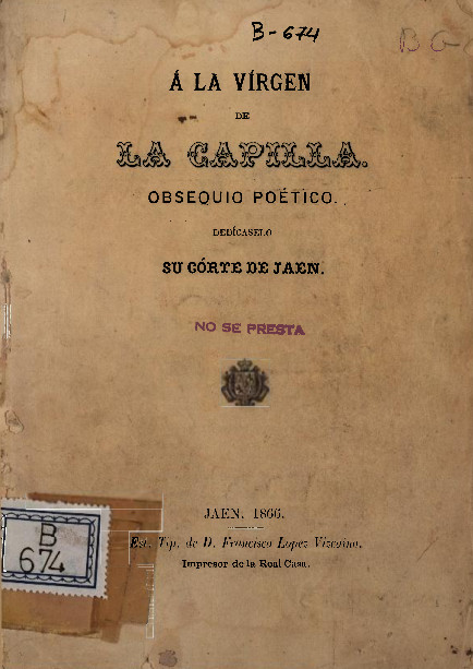 Virgen de la Capilla - Virgen de la Capilla. Obsequio potico 1866