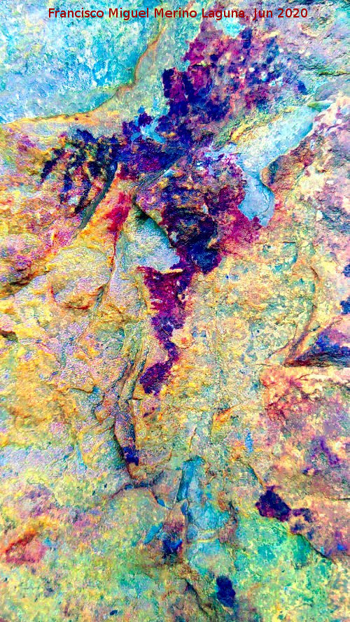 Pinturas rupestres del Abrigo del Almendro - Pinturas rupestres del Abrigo del Almendro. Tratada con Dstretch