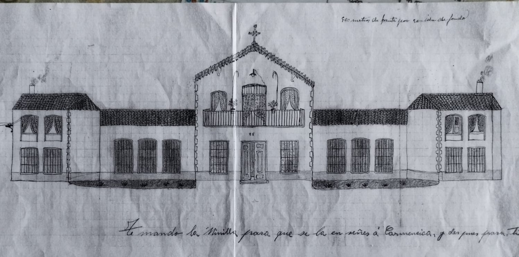 La Minilla - La Minilla. Dibujo antiguo de la fachada
