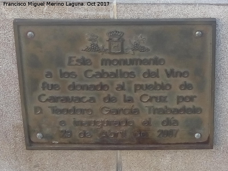 Monumento a los Caballos del Vino - Monumento a los Caballos del Vino. Placa