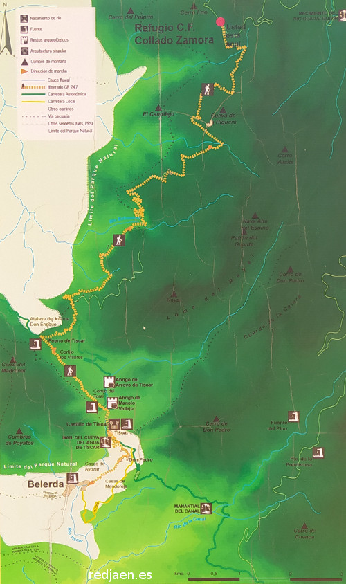 Sendero del Collado Zamora a Belerda - Sendero del Collado Zamora a Belerda. Mapa