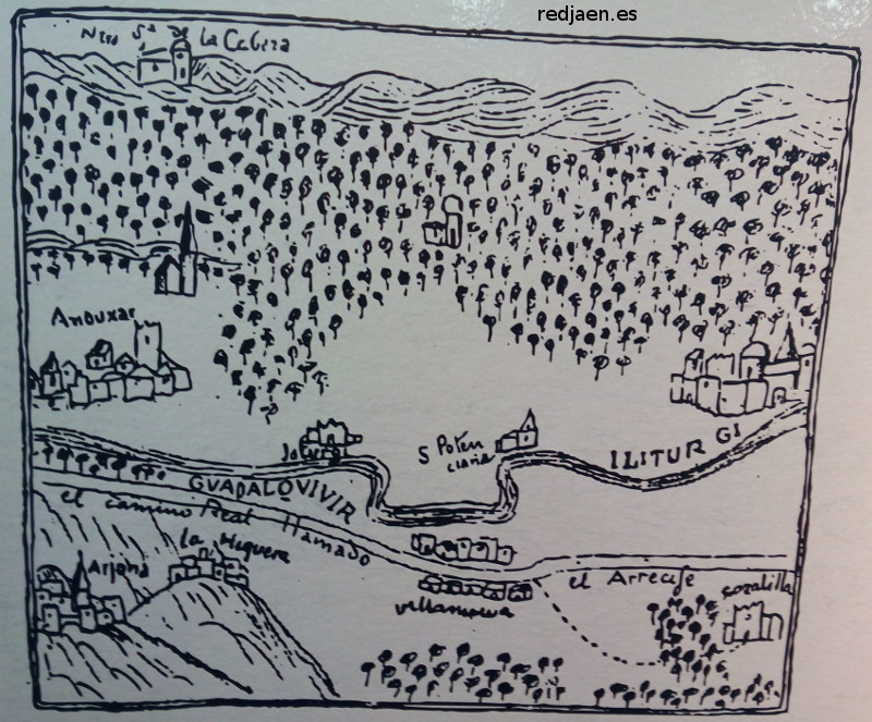 Historia de Arjona - Historia de Arjona. Dibujo de Ximena Jurado siglo XVII