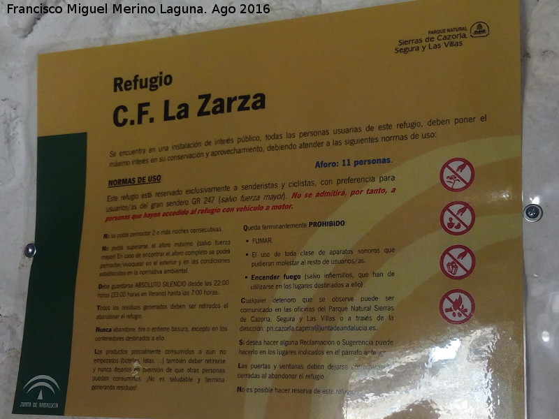 Refugio Casa Forestal La Zarza - Refugio Casa Forestal La Zarza. Normas