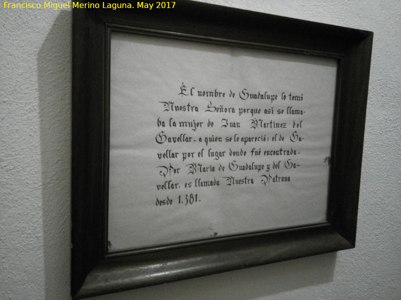 Ermita del Gavellar - Ermita del Gavellar. Nombre de la Virgen