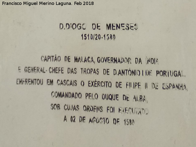 Monumento a Diogo de Meneses - Monumento a Diogo de Meneses. Inscripci�n