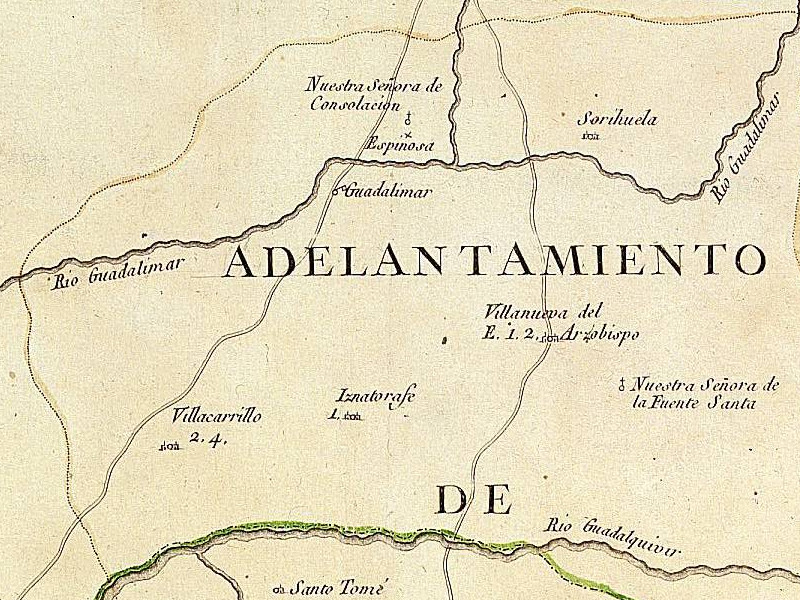 Historia de Villacarrillo - Historia de Villacarrillo. Mapa del Adelantamiento de Cazorla 1797