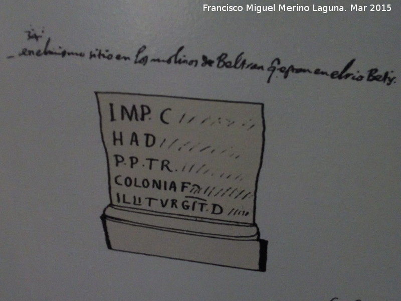 Historia de Villanueva de la Reina - Historia de Villanueva de la Reina. Dibujo con inscripcin de Ximena Jurado siglo XVII