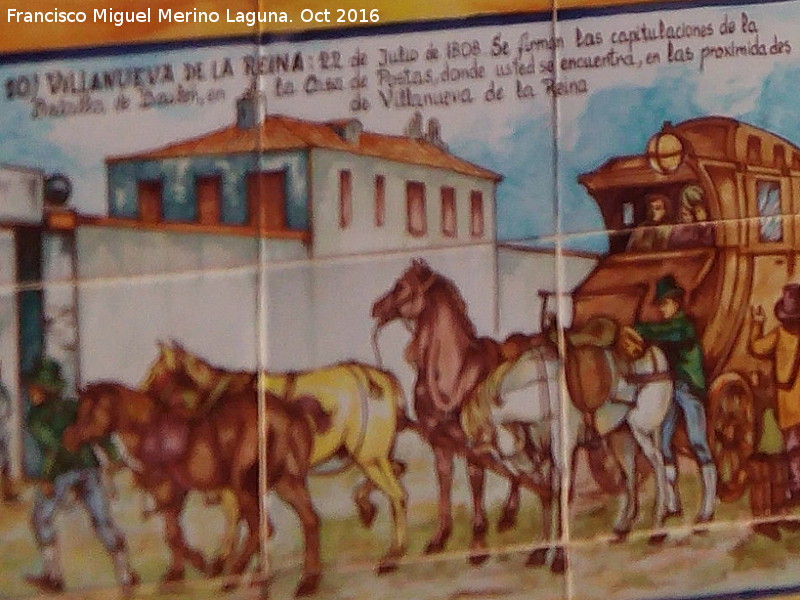 Historia de Villanueva de la Reina - Historia de Villanueva de la Reina. Azulejos en la Casa de Postas - Villanueva de la Reina
