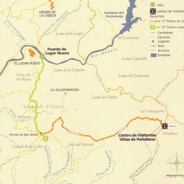 Aldea Lugar Nuevo - Aldea Lugar Nuevo. Tramo con coche 9.4 Km y tramo a pie 5.6 km