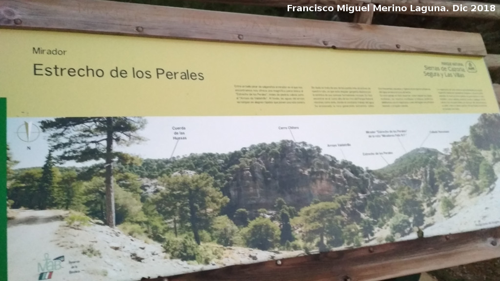Mirador Norte del Estrecho de los Perales - Mirador Norte del Estrecho de los Perales. Cartel
