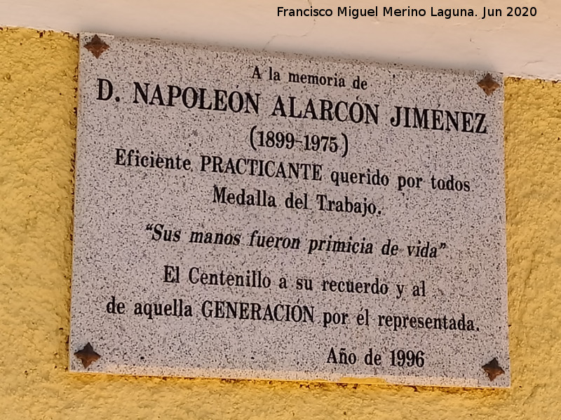1899 - 1899. Placa en El Centenillo - Ba�os de la Encina