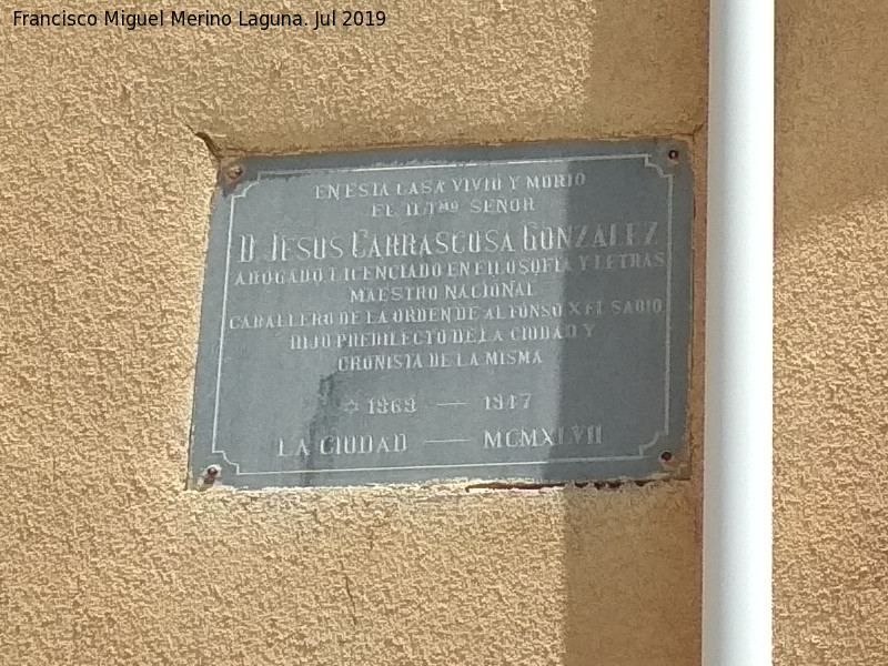 Casa de Don Jess Carrascosa Gonzlez - Casa de Don Jess Carrascosa Gonzlez. Placa