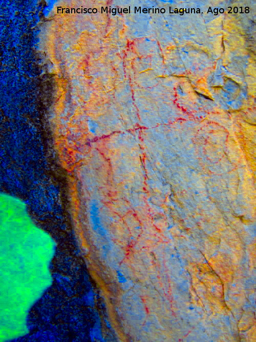 Pinturas rupestres de la Raspa de Piedra Redonda I - Pinturas rupestres de la Raspa de Piedra Redonda I. Tratada con Dstretch