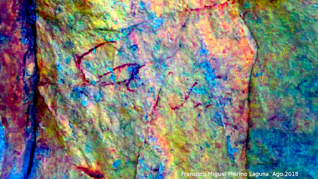 Pinturas rupestres de la Raspa de Piedra Redonda I - Pinturas rupestres de la Raspa de Piedra Redonda I. Tratada con Dstretch