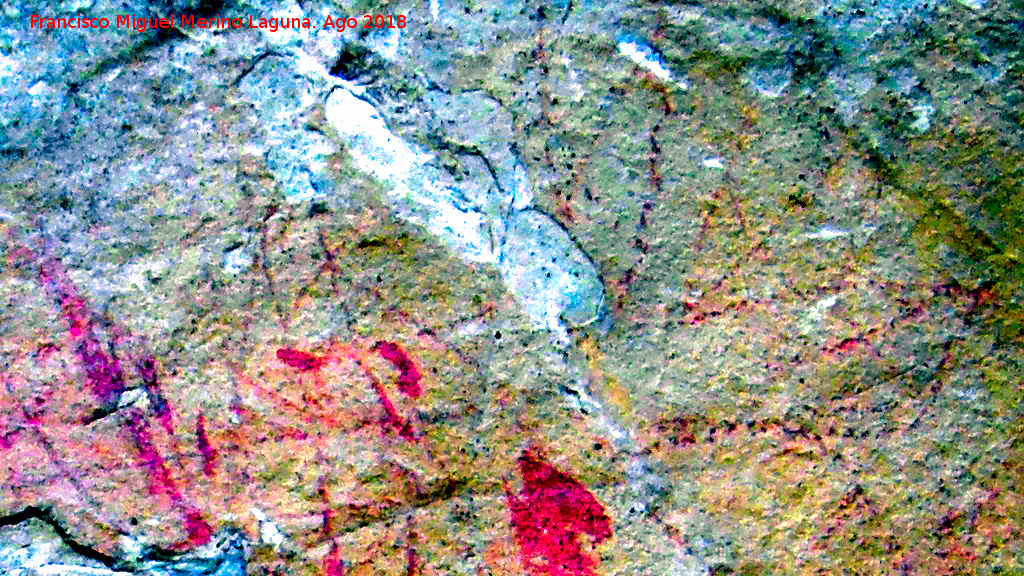 Pinturas rupestres de la Raspa de Piedra Redonda II - Pinturas rupestres de la Raspa de Piedra Redonda II. Tratada con Dstretch