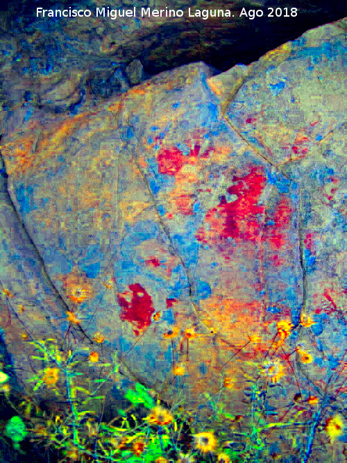 Pinturas rupestres de la Raspa de Piedra Redonda II - Pinturas rupestres de la Raspa de Piedra Redonda II. Tratada con Dstretch