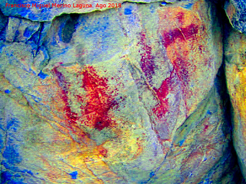 Pinturas rupestres de la Raspa de Piedra Redonda III - Pinturas rupestres de la Raspa de Piedra Redonda III. Tratada con Dstretch