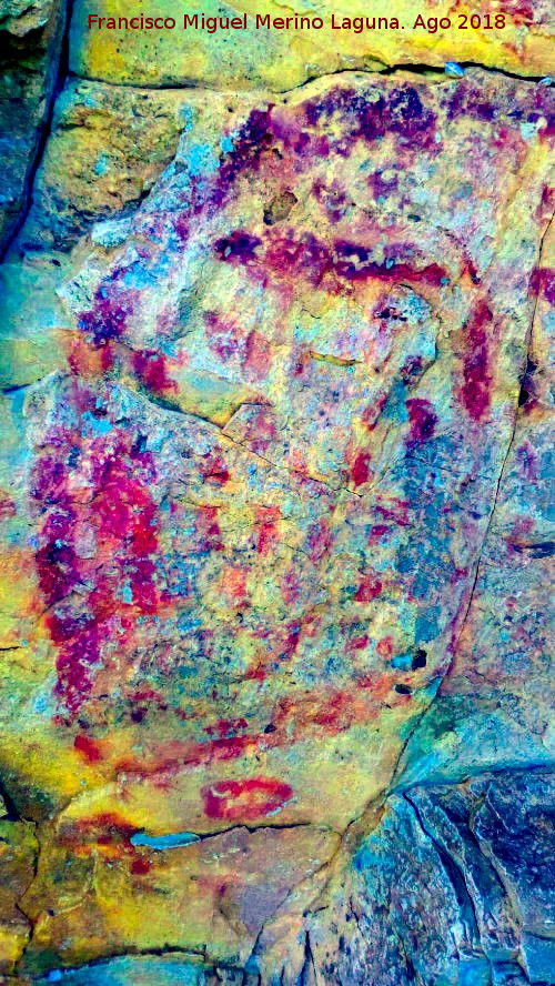 Pinturas rupestres de la Raspa de Piedra Redonda III - Pinturas rupestres de la Raspa de Piedra Redonda III. Tratada con Dstretch