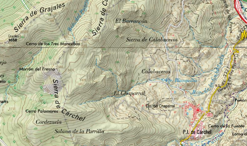 Cerro de los Tres Mancebos - Cerro de los Tres Mancebos. Mapa