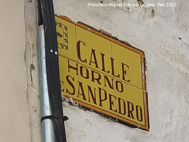 Calle Horno de San Pedro - Calle Horno de San Pedro. Placa