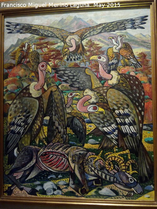 P�jaro Buitre leonado - P�jaro Buitre leonado. Buitres. Cuadro de Rafael Zabaleta de 1955. Museo Provincial de Ja�n