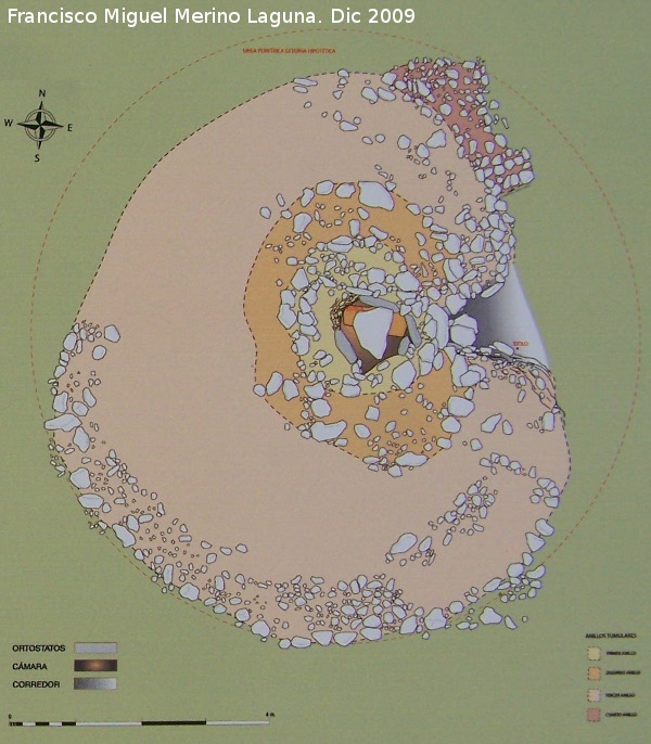 Dolmen 77 - Dolmen 77. Plano, el punto rojo donde estba el dolo