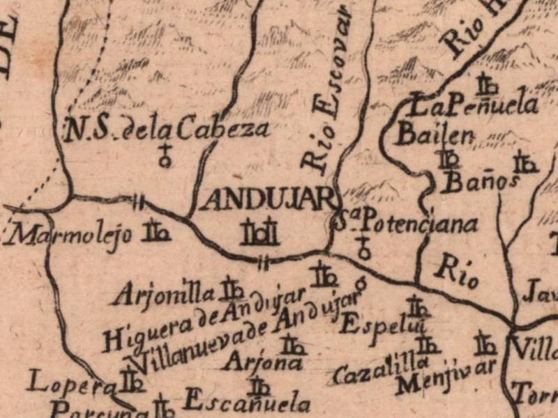 Santuario de la Virgen de la Cabeza - Santuario de la Virgen de la Cabeza. Mapa 1788