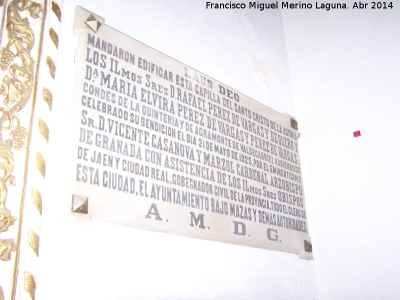 Iglesia de Santa Mara. Capilla del Cristo de la Agona - Iglesia de Santa Mara. Capilla del Cristo de la Agona. Placa