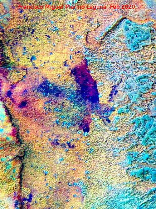 Pinturas rupestres de la Pe�a del Gorri�n IIb - Pinturas rupestres de la Pe�a del Gorri�n IIb. Tratada con Dstretch