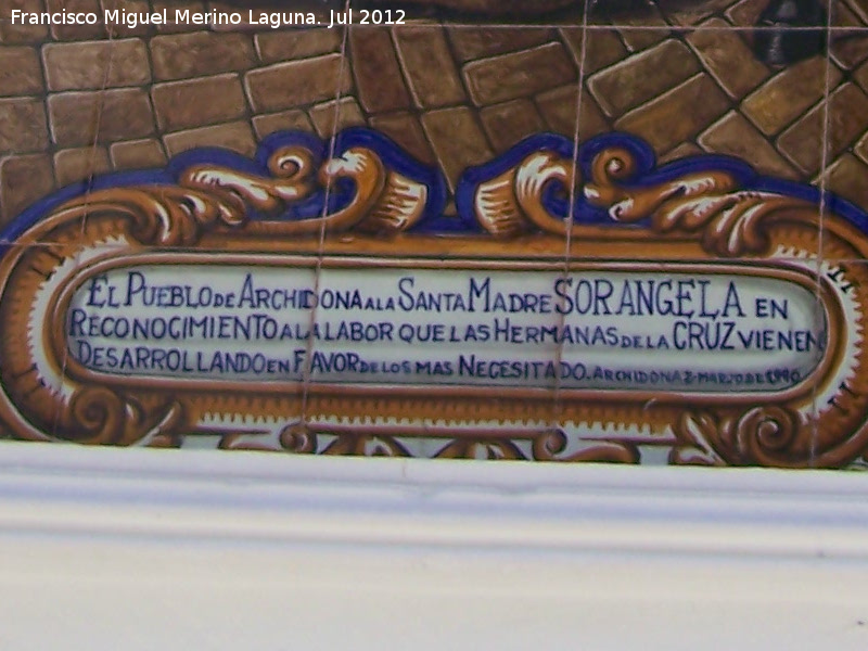 Hornacia a Sor Angela de la Cruz - Hornacia a Sor Angela de la Cruz. Inscripcin