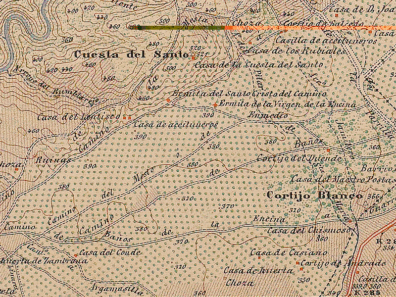 Ermita de la Virgen de la Encina - Ermita de la Virgen de la Encina. Mapa de 1895