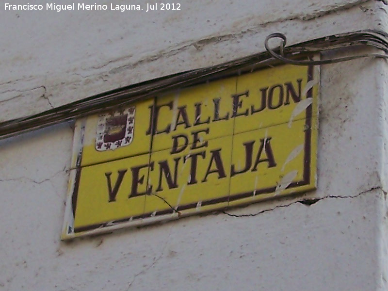 Callejn de Ventaja - Callejn de Ventaja. Placa