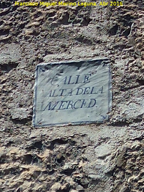 Calle Merced Alta - Calle Merced Alta. Placa antigua