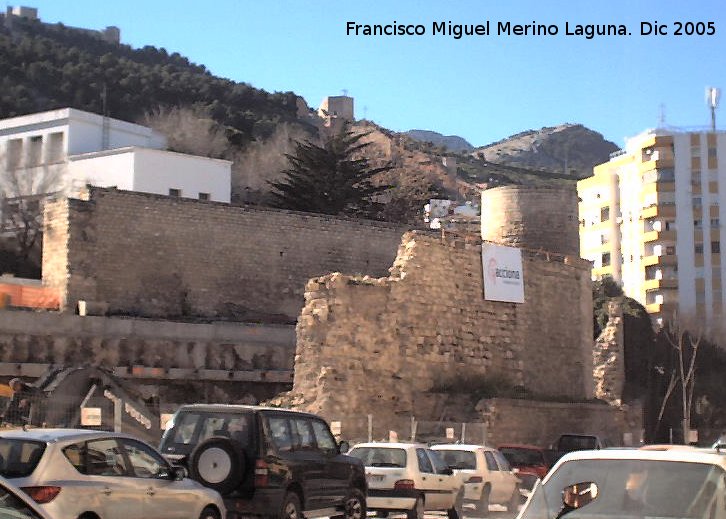 Muralla de Jan. Lienzo desde el Torren D - Muralla de Jan. Lienzo desde el Torren D. Durante las obras del Teatro