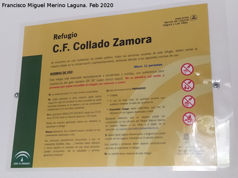 Refugio Casa Forestal Collado Zamora - Refugio Casa Forestal Collado Zamora. Normas