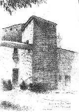 Casa del Santero. Dibujo de Cerezo donde se aprecia la casa del santero
