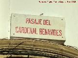 Pasaje Cardenal Benavides. Placa