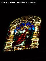 Catedral de Jan. Vidrieras. Vidriera central de la fachada. Salvator Mundi