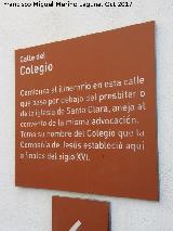 Calle Colegio. Placa