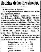 Historia de Villacarrillo. Epidemia de Clera. Peridico La Esperanza del 26-7-1855