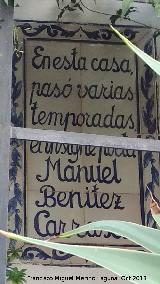 Casa de Manuel Bentez Carrasco. Placa