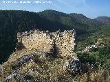 Muralla de la aldea medieval de La Espinareda. Lienzo y restos de una casa apoyada en la muralla