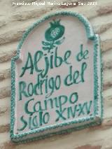 Aljibe de Rodrigo del Campo. Placa