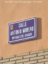 Calle Antonio Moreno. Placa