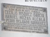Ayuntamiento de Villardompardo. Placa a los cados en la Guerra de Marruecos