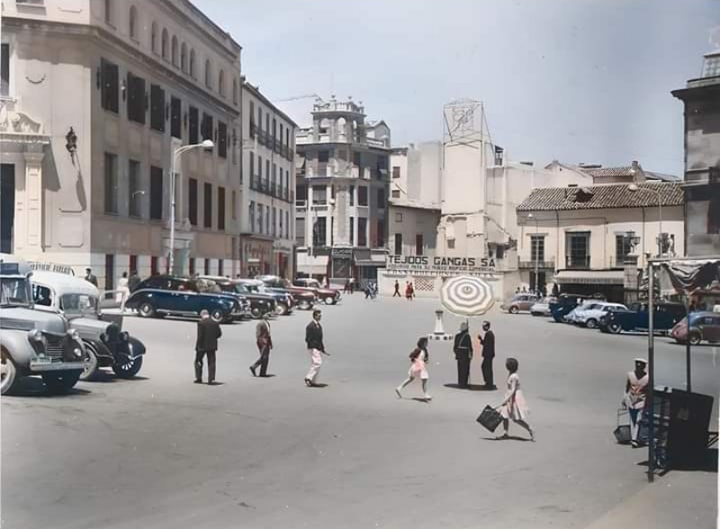 Plaza de San Francisco - Plaza de San Francisco. Foto antigua coloreada