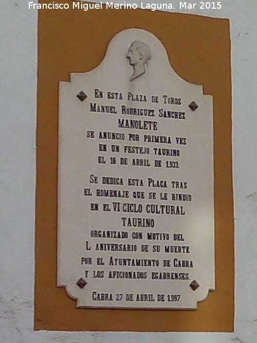 Plaza de Toros - Plaza de Toros. Placa