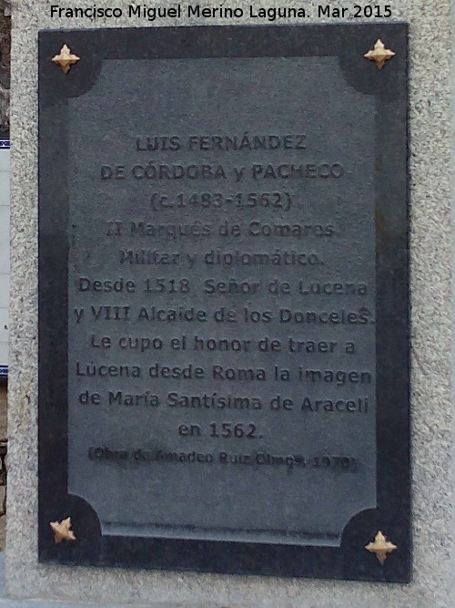 Monumento a Luis Fernndez de Crdoba - Monumento a Luis Fernndez de Crdoba. Placa