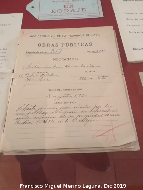Archivo Histrico Provincial - Archivo Histrico Provincial. Permiso de circulacin en Alcaudete de 1920
